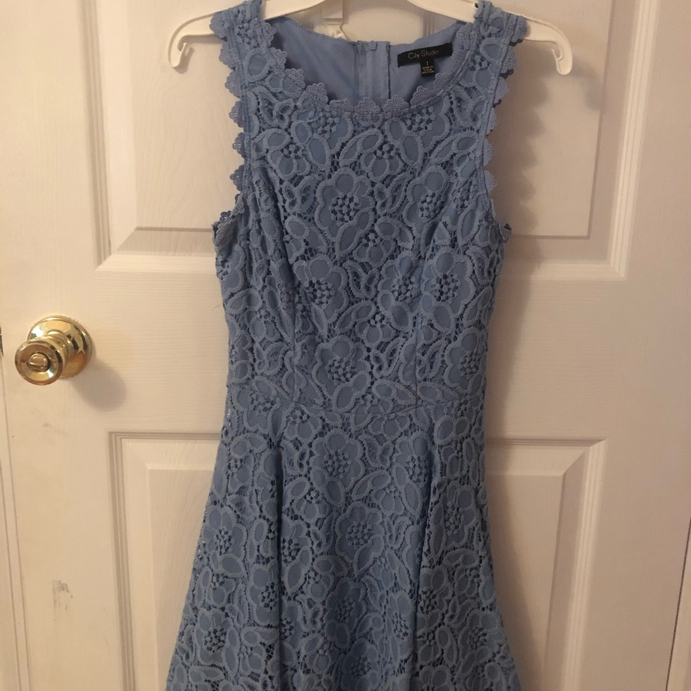 blue lace dress